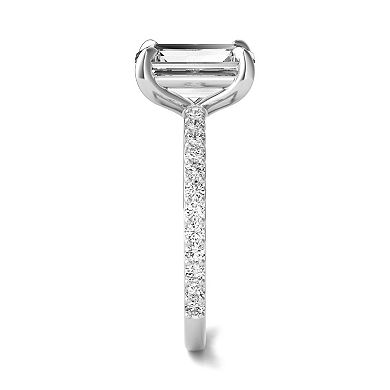 Charles & Colvard 14k White Gold 2 ⅞ Carat T.W. Lab-Created Moissanite Emerald Ring