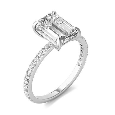 Charles & Colvard 14k White Gold 2 ⅞ Carat T.W. Lab-Created Moissanite Emerald Ring