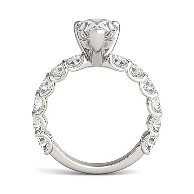 Charles & Colvard 14k White Gold 3 ⅝ Carat T.W. Lab-Created Moissanite Pear Trellis Ring