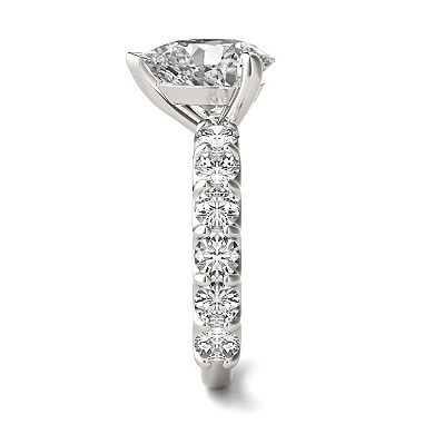 Charles & Colvard 14k White Gold 3 ⅝ Carat T.W. Lab-Created Moissanite Pear Trellis Ring