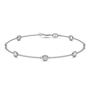 Charles & Colvard Sterling Silver ¾ Carat T.W. Lab-Created Moissanite Station Bracelet