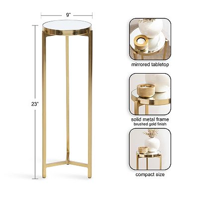 Brushed Gold Finish Drink Size Accent Table Brushed Gold Finish Drink Size Accent Table