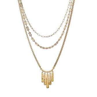 Bella Uno Gold Tone Silver Plated Layered Fan Necklace