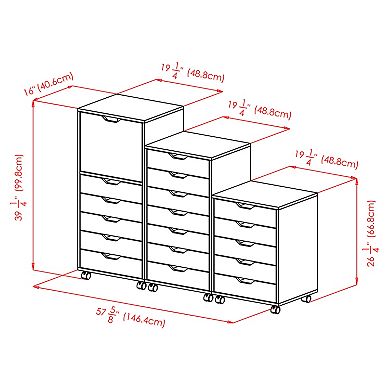 Winsome Wood Halifax Multi-Drawer Storage Cabinet 3-piece Set