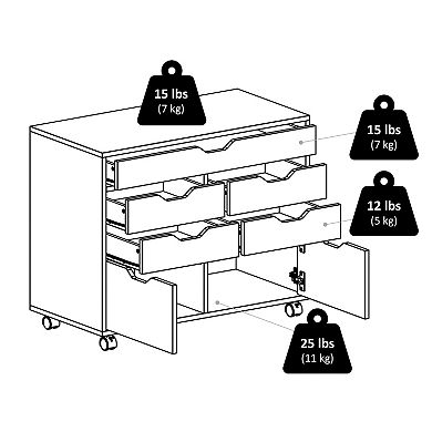 Winsome Wood Halifax 5-Drawer Mulit-Storage Mobile Cabinet