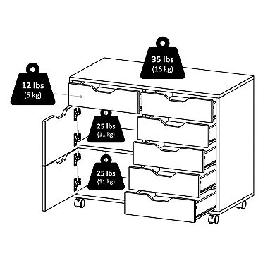 Winsome Wood Halifax 6-Drawer Multi-Storage Mobile Cabinet