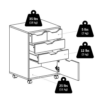 Winsome Wood Halifax Bins & Drawers Storage Mobile Cabinet