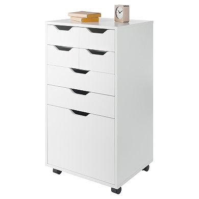 Winsome Wood Halifax Bins & Drawers Multi-Storage Tall Mobile Cabinet
