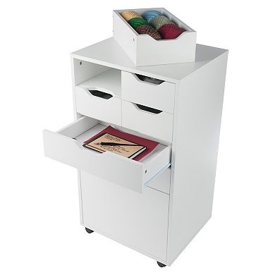 Winsome Wood Halifax Bins & Drawers Multi-Storage Tall Mobile Cabinet