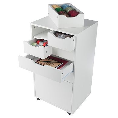 Winsome Wood Halifax Bins & Drawers Multi-Storage Tall Mobile Cabinet