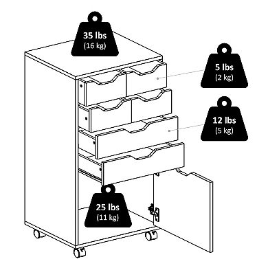 Winsome Wood Halifax Bins & Drawers Multi-Storage Tall Mobile Cabinet