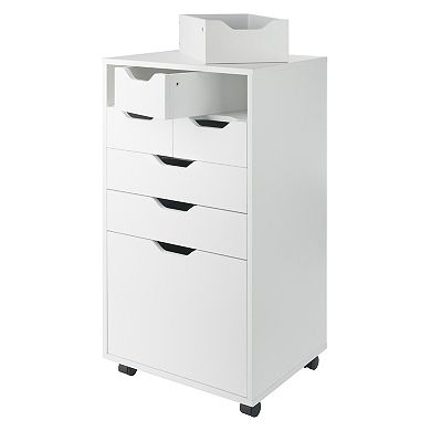 Winsome Wood Halifax Bins & Drawers Multi-Storage Tall Mobile Cabinet