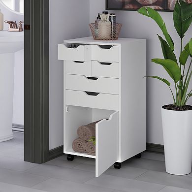 Winsome Wood Halifax Bins & Drawers Multi-Storage Tall Mobile Cabinet