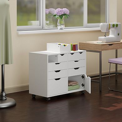 Winsome Wood Halifax Bins & Drawers Multi-Storage Wide Mobile Cabinet
