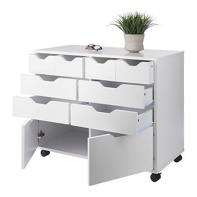 Winsome Wood Halifax Bins & Drawers Multi-Storage Wide Mobile Cabinet