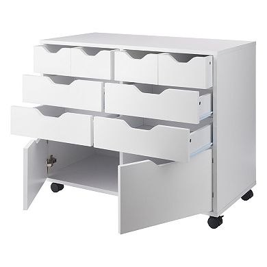 Winsome Wood Halifax Bins & Drawers Multi-Storage Wide Mobile Cabinet