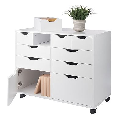Winsome Wood Halifax Bins & Drawers Multi-Storage Wide Mobile Cabinet