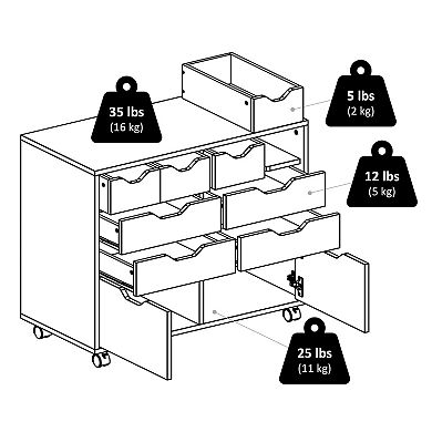 Winsome Wood Halifax Bins & Drawers Multi-Storage Wide Mobile Cabinet