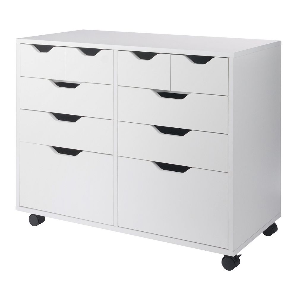 Winsome Wood Halifax Bins & Drawers Multi-Storage Wide Mobile Cabinet