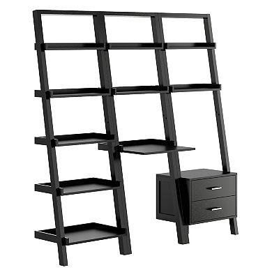 Winsome Wood Bellamy 3-piece Leaning Desk & Shelf Set