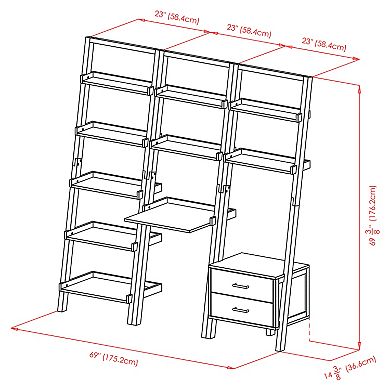 Winsome Wood Bellamy 3-piece Leaning Desk & Shelf Set