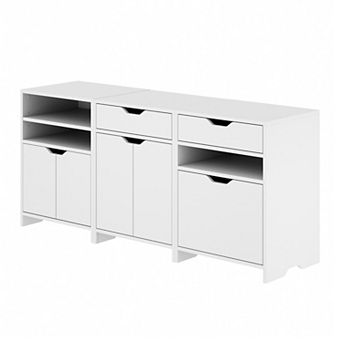 Winsome Wood Nova White Finish Storage Cabinet 3 pc Set