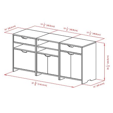Winsome Wood Nova White Finish Storage Cabinet 3-piece Set