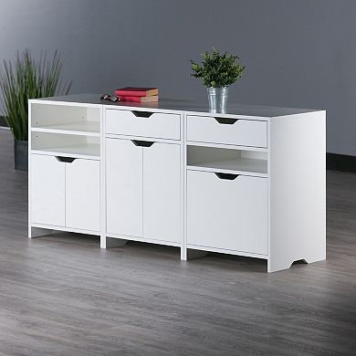 Winsome Wood Nova White Finish Storage Cabinet 3-piece Set