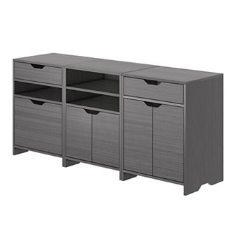 Winsome Wood Nova Charcoal Storage Cabinet 3 pc Set