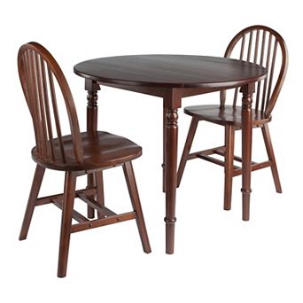 Winsome Wood Sorella Drop Leaf Dining Table & Windsor Chairs 3 pc Set