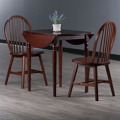 Winsome Wood Sorella Drop Leaf Dining Table & Windsor Chairs 3-piece Set