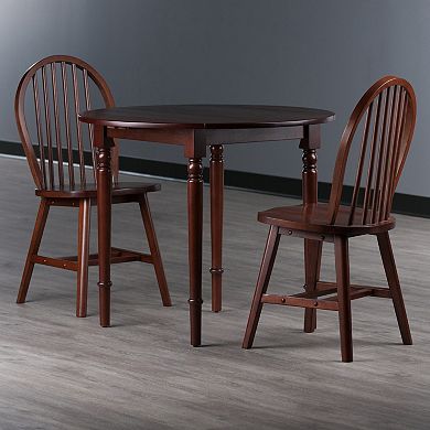 Winsome Wood Sorella Drop Leaf Dining Table & Windsor Chairs 3-piece Set