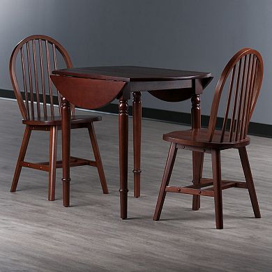 Winsome Wood Sorella Drop Leaf Dining Table & Windsor Chairs 3-piece Set