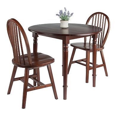 Winsome Wood Sorella Drop Leaf Dining Table & Windsor Chairs 3-piece Set