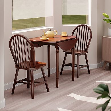 Winsome Wood Sorella Drop Leaf Dining Table & Windsor Chairs 3-piece Set
