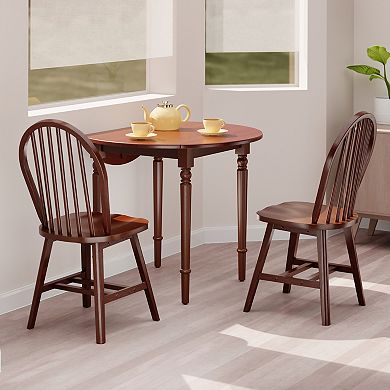 Winsome Wood Sorella Drop Leaf Dining Table & Windsor Chairs 3-piece Set