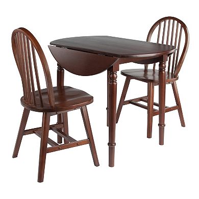 Winsome Wood Sorella Drop Leaf Dining Table & Windsor Chairs 3-piece Set