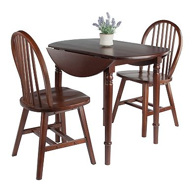Winsome Wood Sorella Drop Leaf Dining Table & Windsor Chairs 3-piece Set
