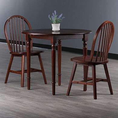Winsome Wood Sorella Drop Leaf Dining Table & Windsor Chairs 3-piece Set