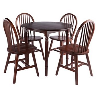 Winsome Wood Sorella Drop Leaf Dining Table & Windsor Chairs 5 pc Set