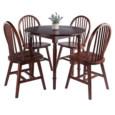 Winsome Wood Sorella Drop Leaf Dining Table & Windsor Chairs 5-piece Set
