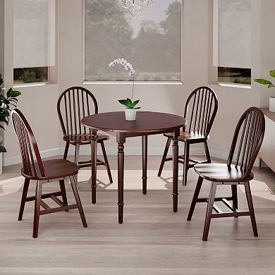 Winsome Wood Sorella Drop Leaf Dining Table & Windsor Chairs 5-piece Set