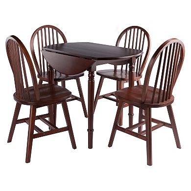 Winsome Wood Sorella Drop Leaf Dining Table & Windsor Chairs 5-piece Set