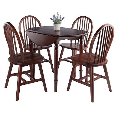 Winsome Wood Sorella Drop Leaf Dining Table & Windsor Chairs 5-piece Set
