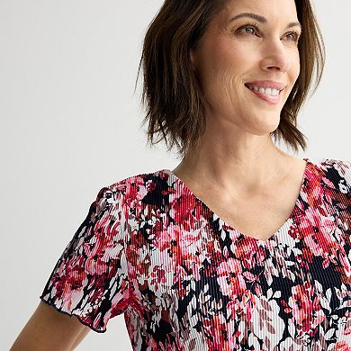 Women's Studio Connection Pleated Bodre Short Sleeve Tiered Skirt