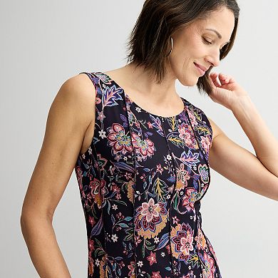 Women's Studio Connection Printed Mesh Cap Sleeve Dress