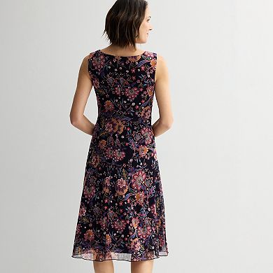 Women's Studio Connection Printed Mesh Cap Sleeve Dress