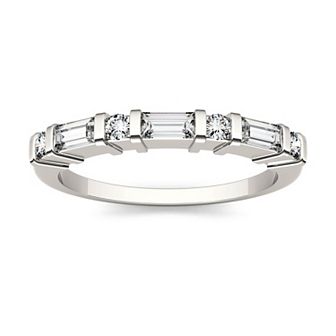 Charles & Colvard 14k White Gold 1/2 Carat T.W. Lab-Created Moissanite Baguette Stackable Band