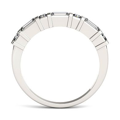 Charles & Colvard 14k White Gold 1/2 Carat T.W. Lab-Created Moissanite Baguette Stackable Band