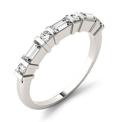 Charles & Colvard 14k White Gold 1/2 Carat T.W. Lab-Created Moissanite Baguette Stackable Band